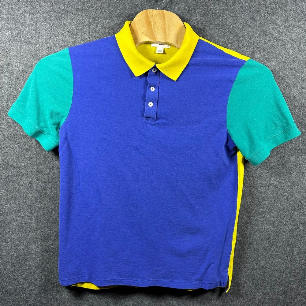 BP Mens Color Block Polo Shirt -‎ Blue, Yellow, Green, Casual Top